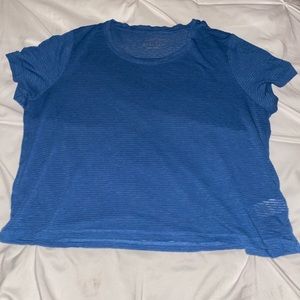 Blue Short Sleeve Blouse/Crop Top